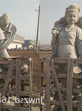 汉白玉石雕玉女雕像图案寺庙石刻金童雕塑报价景观石头小孩雕刻
