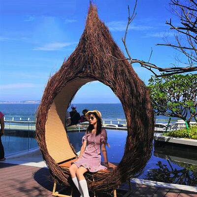 网红打卡景区拍照别墅公寓花园阳台秋千吊椅户外休闲摇椅藤编吊椅