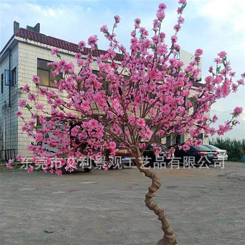 现货桃花树玻璃钢人造工程景观树商场园林假树装饰树