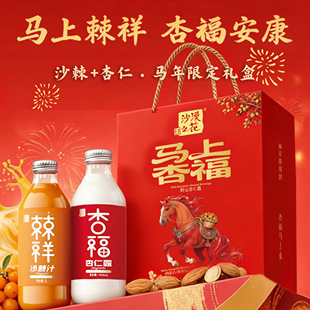 沙漠之花内蒙沙棘果汁大瓶饮料喜宴订婚宴会杏仁饮料过年礼盒套装