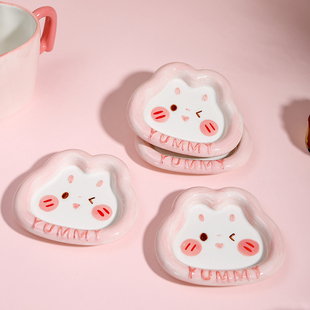 亚米兔子可爱卡通高颜值陶瓷味碟套装2026新款家用酱油碟蘸料碟子