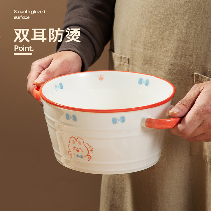 萌宠陶瓷双耳大号汤碗2000ml卡通酸菜鱼水煮鱼面碗盆家用颜值餐具,餐饮具,碗,淘宝优惠券,粉丝福利购,淘宝优惠卷