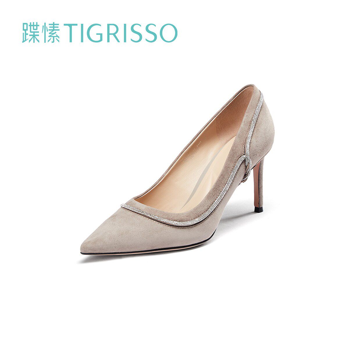 tigrisso蝶愫2022春蹀愫尖头细跟羊绒通勤高跟鞋女单鞋ta32583-80