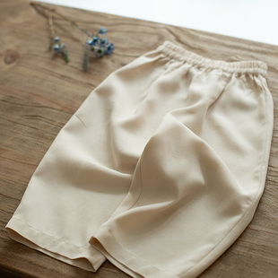 儿童裤子男款儿童防蚊裤女款夏天丝亚麻宽松休闲长款柔软奶白百搭