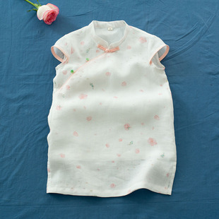 女童旗袍2025新款夏季薄款古风洋气改良新中式小女孩国风苎麻绝美