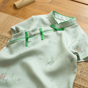 儿童新中式旗袍小女孩真丝连衣裙民国女童桑蚕丝汉服夏季薄中国风