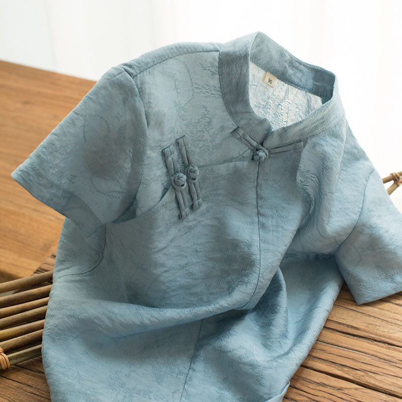 汉服男童国风衬衫中式儿童服装男宝薄款夏短袖复古风改良唐装帅气