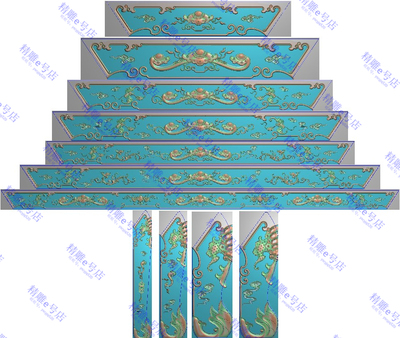 精雕图灰度图浮雕图精品洋花草龙如意裙板蝙蝠铜钱脚沙发下架XJ12