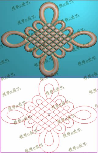 沙发大床书柜博古架茶台精雕图jdp灰度图中国结花板385x300浮雕图