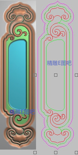 精雕图灰度图浮雕图雕刻素材精品洋花如意酒柜门扣手拉手竖32x136