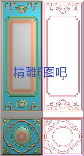精雕图灰度图浮雕图电脑雕刻精品如意洋花线条沙发扶手面145x540
