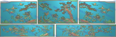 凤凰牡丹仙鹤靠背精雕图松鹤浮雕花开富贵花鸟四季花罗汉床LHC101