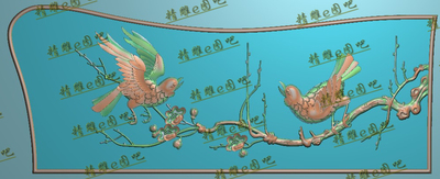 精雕图灰度图浮雕图精品檀雕花鸟梅花扶手下花-侧板横板新款特价