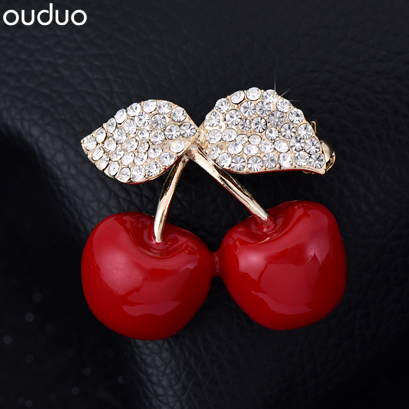 韩可爱红樱桃胸针女礼品西服时尚