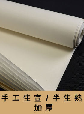 特大尺寸纯手工加厚宣纸文魁二丈四宣纸白色生宣作品纸2.4X6X8米