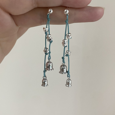 三月春冬原创小众设计感蓝色流苏耳环高级感气质百搭银色耳饰女