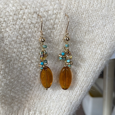 三月春冬原创耳饰气质百搭复古琉璃珠耳坠创意小众艺术感耳环耳夹