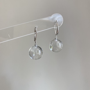 三月春冬原创小众设计感透明琉璃珠耳环气质百搭高级感简约耳饰女