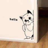 墙角柜门底部美化装 修自粘贴图可爱猫咪偷看 饰贴画创意玻璃门窗装