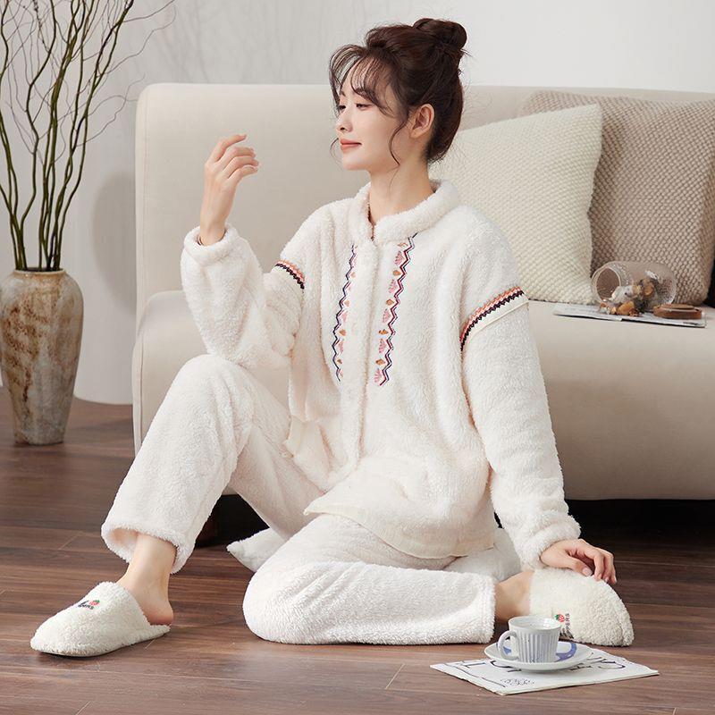 中国风系列三色可选冬季加绒加厚时尚保暖家居服睡衣套装