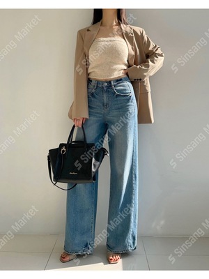 韩国直邮东大门正品代购2026春季 howluk 3004 时尚阔腿牛仔裤女