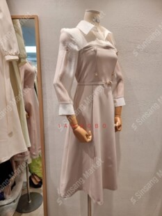 RUHOT 韩国直邮东大门正品 eeyou 2025春季 假两件腰带连衣裙 代购