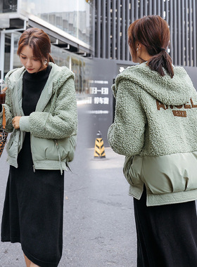 卡莎布兰卡短款连帽冬季新款韩版女学生装羊羔棉服上衣CME016001