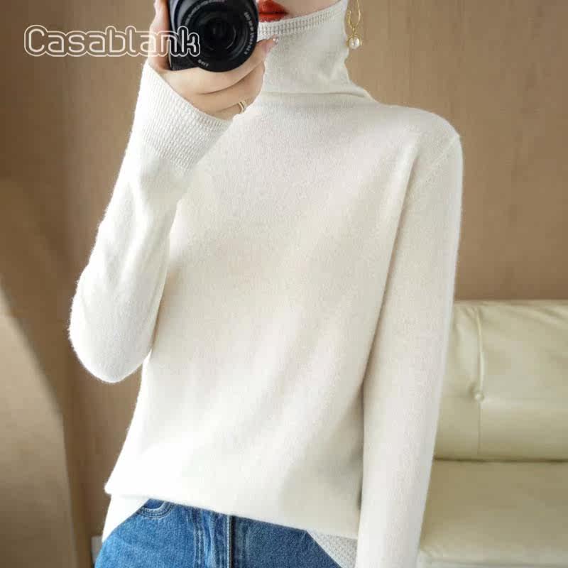 极简风高领堆堆领保暖打底毛衣女