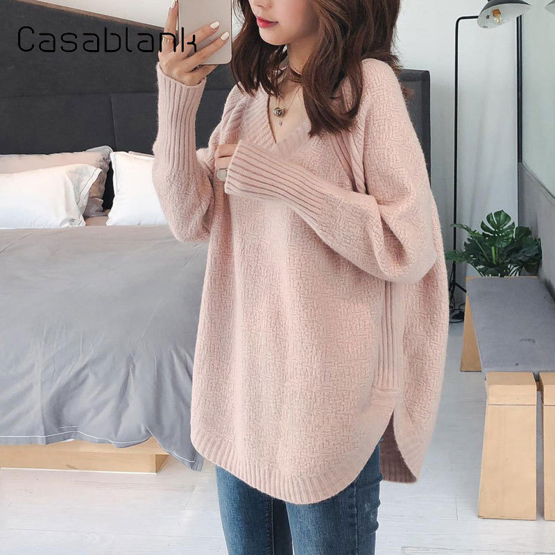 卡莎布兰卡2023新款秋冬宽松打底时尚女中长款洋气通勤毛衣针织衫