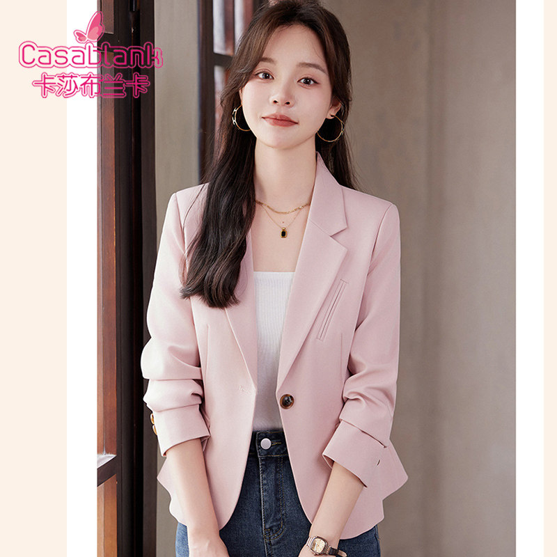 Casablank春季新款高级感短款西装外套女小个子通勤时尚气质西服