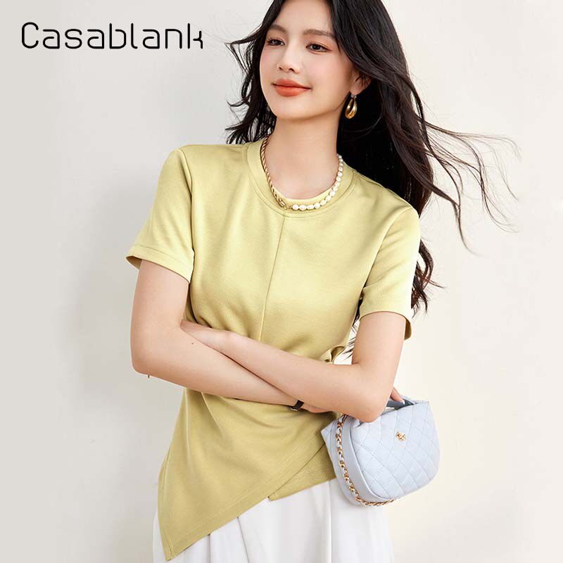 Casablank法式收腰设计感T恤女