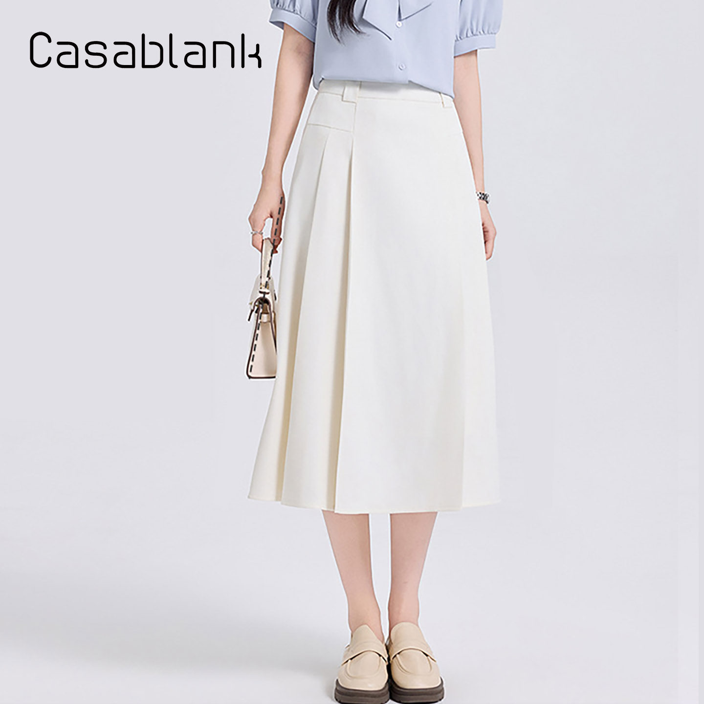 Casablank夏季新款轻熟通勤风A字半身裙中长款气质职业装面试穿搭