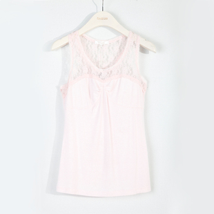 卡莎布兰卡蕾丝拼接镂空韩版 纯色百搭打底针织吊带背心女 chic修身