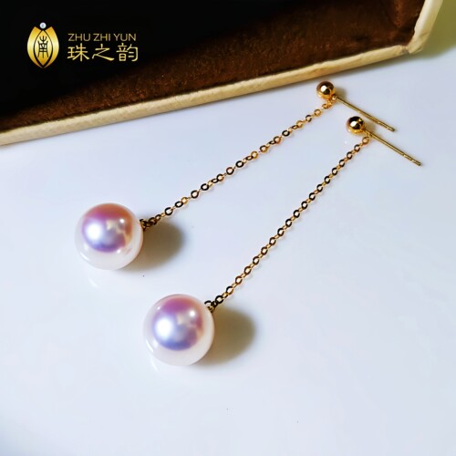 镜面天女akoya海水珍珠长款耳环