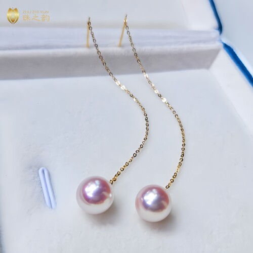 极光天女日本海水珍珠18k金耳线