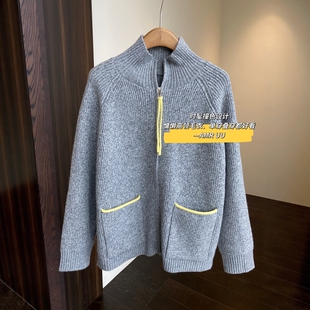 时髦撞色慵懒宽松大毛衣显瘦针织衫 设计感小众 女秋冬新 AMR