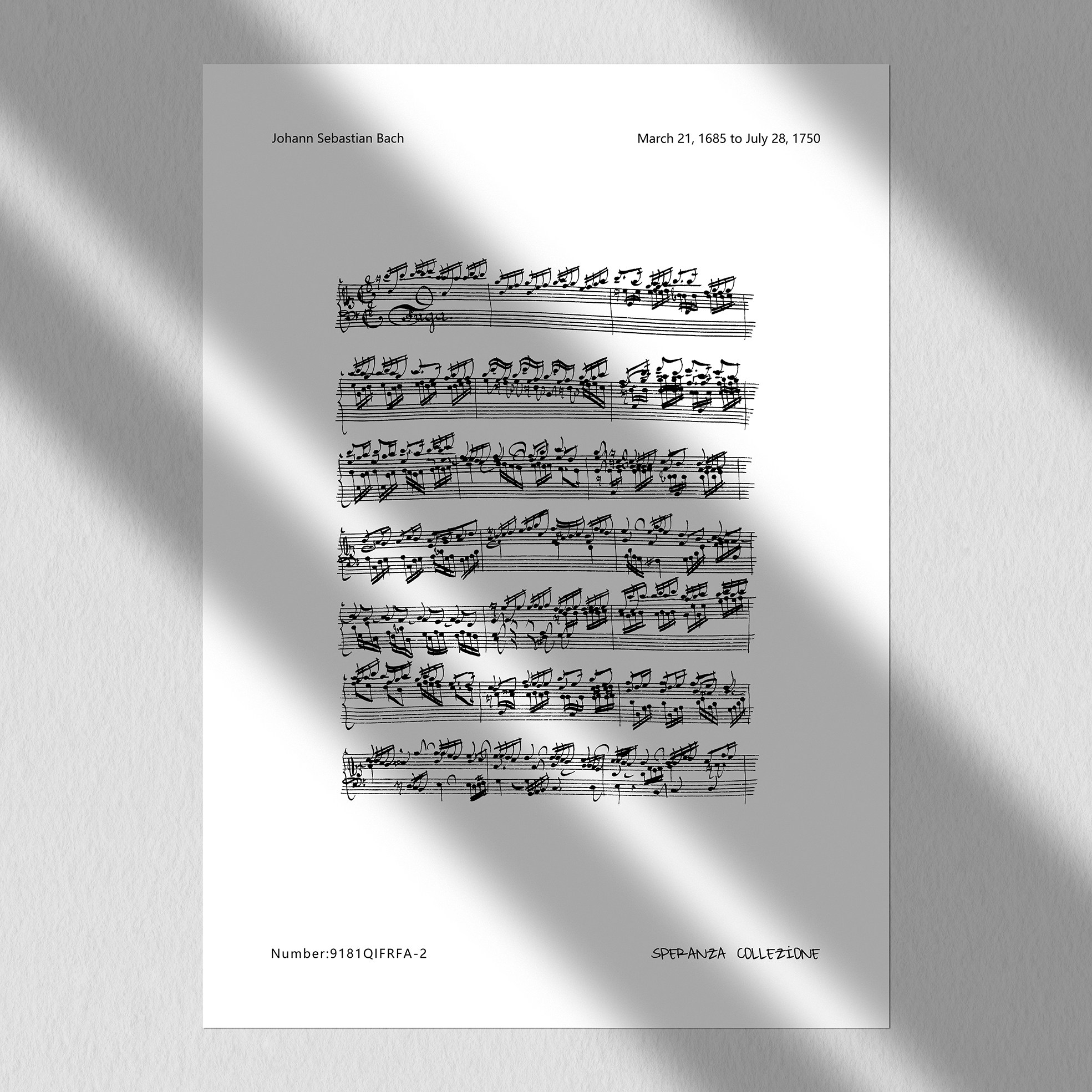 巴赫-2乐谱手稿-装饰画电子素材-欧美曲谱线稿复古做旧黑白影印