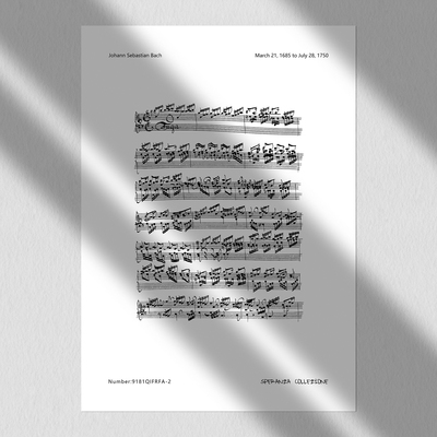 巴赫-2乐谱手稿-装饰画电子素材-欧美曲谱线稿复古做旧黑白影印