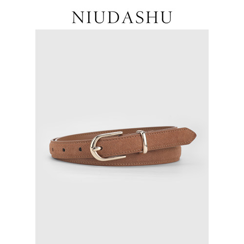 皮带女真皮装饰小众设计感绒面