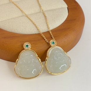 正品天然和田玉真品有鉴定书佛公吊坠轻奢小众女项链搭配毛衣链