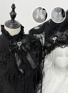1GangsterInn原创Lolita黑色蕾丝蝴蝶结哥特蕾系洛丽塔领结脖饰