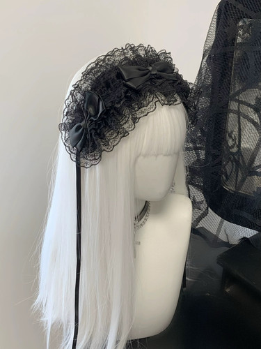 1Gaster Inn Lolita日系哥特发饰蕾丝发带女仆Lolita亚文化头饰