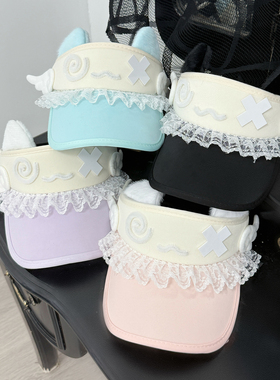 1Gangster Inn原创猫耳空顶遮阳帽亚文化帽子蕾系型可爱文字宅系