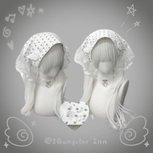 1GangsterInn 原创音符花边五角星波点三角巾萌宅亚文化头饰头巾