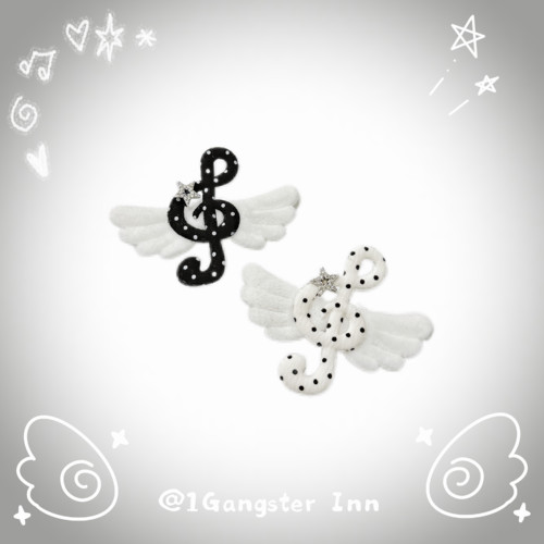 1GangsterInn古早波点音符天使翅膀鸭嘴发夹日系可爱发饰女亚文化