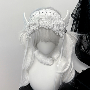 1Gangster Inn原创哥特发带蕾系型翅膀铆钉头饰蕾丝亚文化lolita