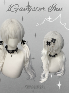 1Gangster Inn原创亚文化发夹十字架吊坠朋克蕾系型发夹黑色可爱