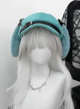 1Gangster Inn原创初音配色小狗耳朵帽亚文化贝雷帽个性宅文化