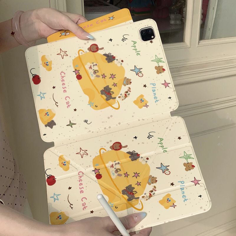 芝士猫猫星球磁吸分离新款ipadair11代12代pro13英寸case保护air678壳12.9英寸13英寸亚克力背板防弯保护套