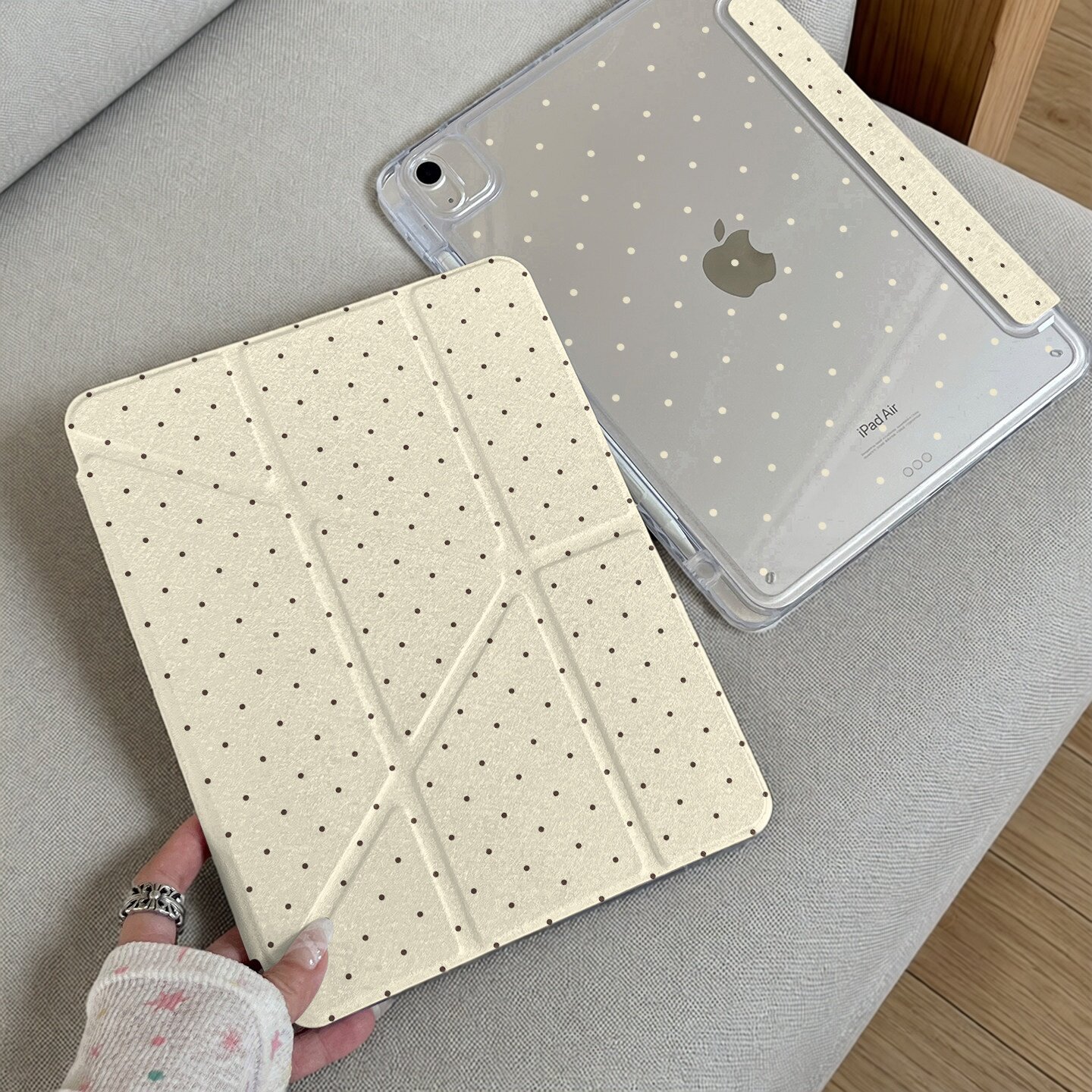 满屏波点黄色适用ipad11代air8/76/pro11平板保护套caseipad10.2英寸9//8/7代防弯亚克力背